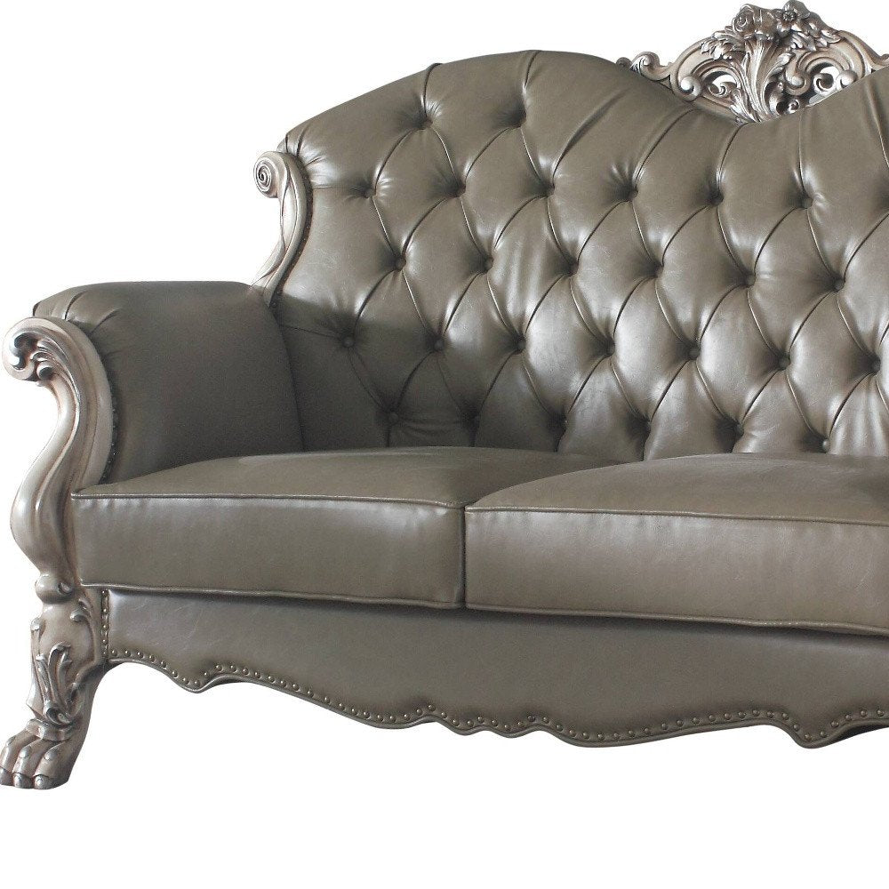 71" Bone Faux Leather Loveseat and Toss Pillows HomeRoots