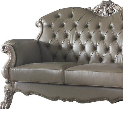 71" Bone Faux Leather Loveseat and Toss Pillows HomeRoots