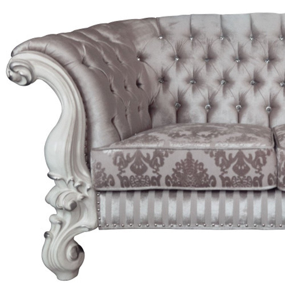 76" Ivory And Off White Velvet Loveseat and Toss Pillows HomeRoots