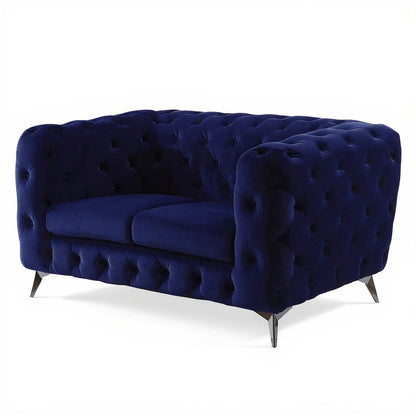 72" Blue And Silver Velvet Loveseat HomeRoots