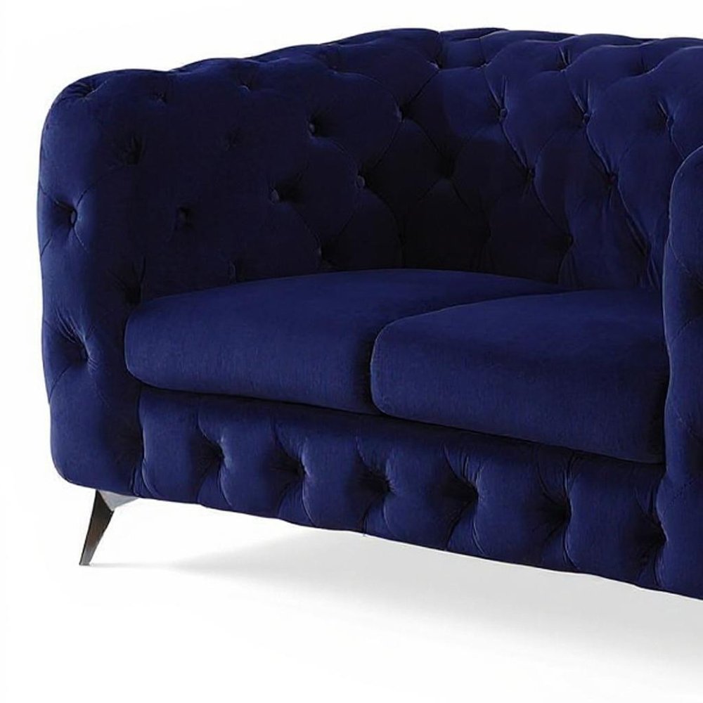 72" Blue And Silver Velvet Loveseat HomeRoots