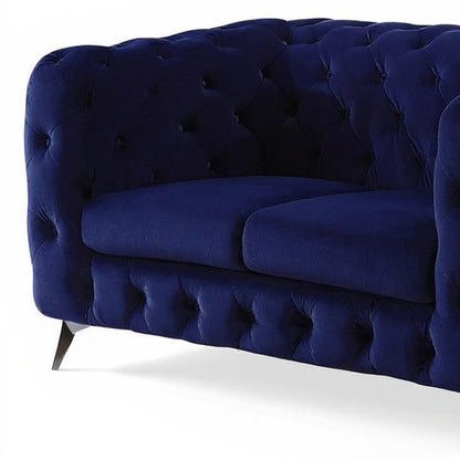 72" Blue And Silver Velvet Loveseat HomeRoots