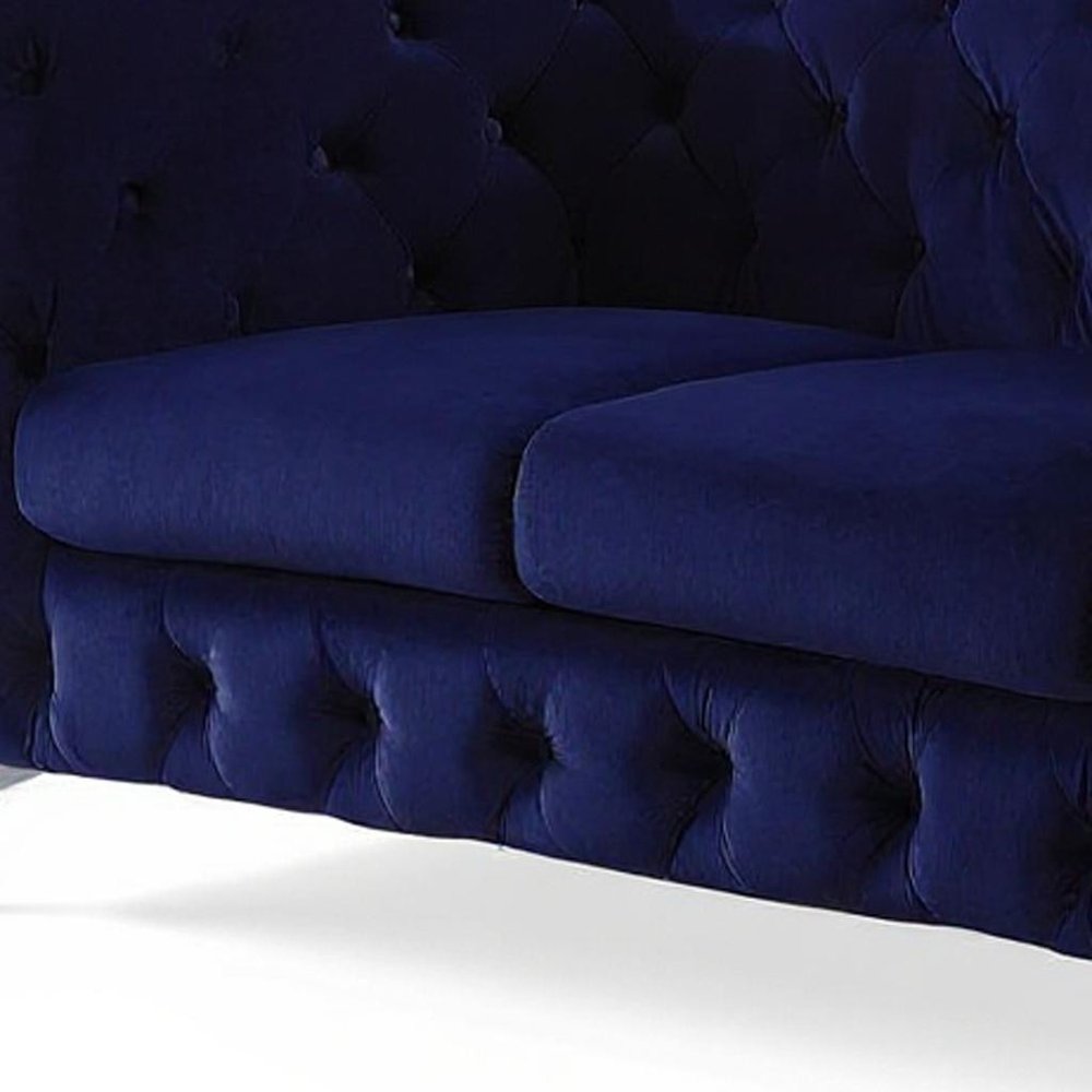 72" Blue And Silver Velvet Loveseat HomeRoots