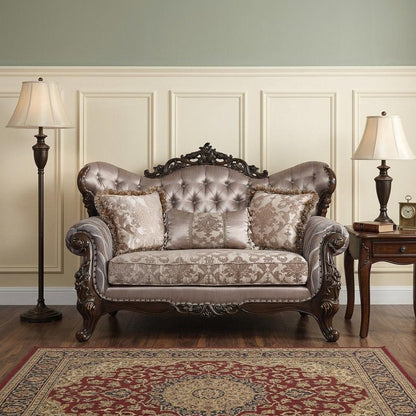 70" Pink And Brown Loveseat and Toss Pillows HomeRoots