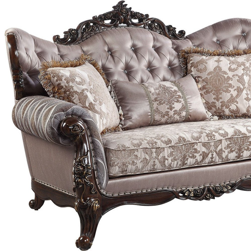 70" Pink And Brown Loveseat and Toss Pillows HomeRoots