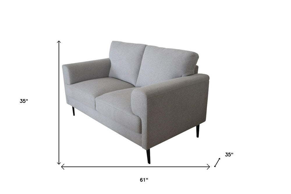 61" Light Gray And Black Linen Loveseat HomeRoots