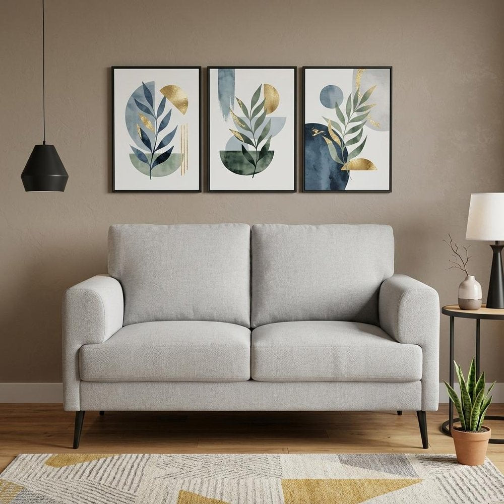61" Light Gray And Black Linen Loveseat HomeRoots