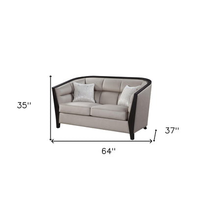 64" Beige Black Love Seat