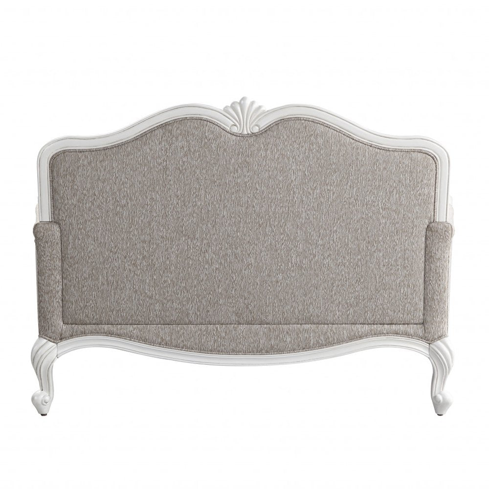 64" Beige 100% Linen And White Love Seat HomeRoots