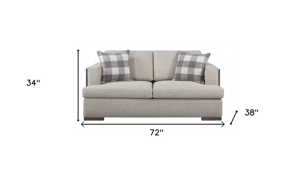 72" Beige And Brown Linen Loveseat HomeRoots