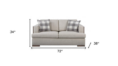 72" Beige And Brown Linen Loveseat HomeRoots