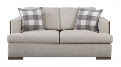 72" Beige And Brown Linen Loveseat HomeRoots