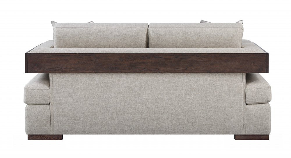 72" Beige And Brown Linen Loveseat HomeRoots