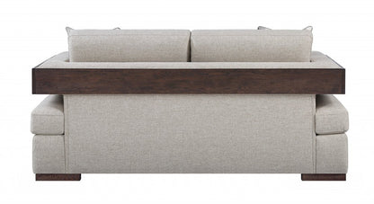 72" Beige And Brown Linen Loveseat HomeRoots