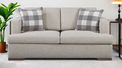 72" Beige And Brown Linen Loveseat HomeRoots