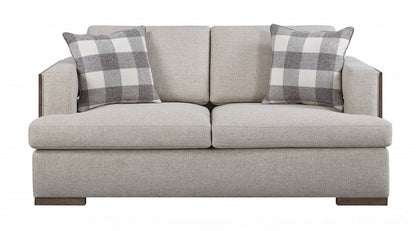 72" Beige And Brown Linen Loveseat HomeRoots