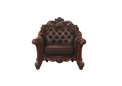 48" Dark Brown Faux Leather Tufted Chesterfield Chair And Toss Pillow HomeRoots