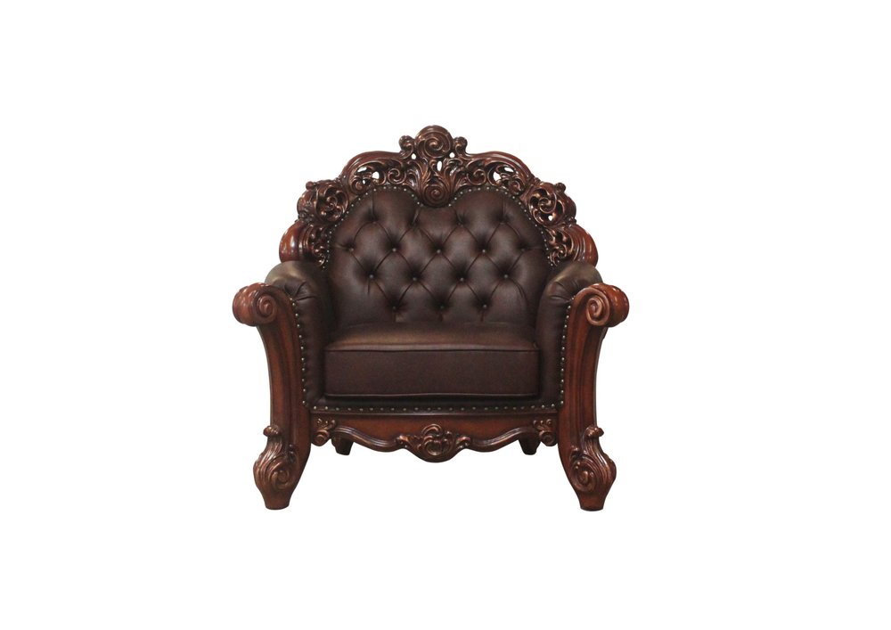48" Dark Brown Faux Leather Tufted Chesterfield Chair And Toss Pillow HomeRoots
