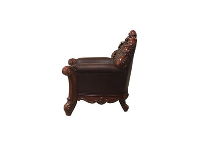 48" Dark Brown Faux Leather Tufted Chesterfield Chair And Toss Pillow HomeRoots