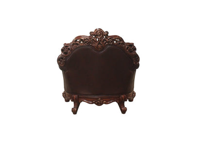 48" Dark Brown Faux Leather Tufted Chesterfield Chair And Toss Pillow HomeRoots