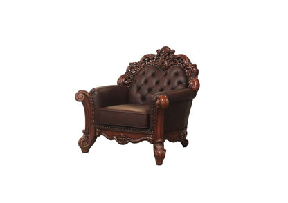 48" Dark Brown Faux Leather Tufted Chesterfield Chair And Toss Pillow HomeRoots