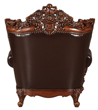 50" Espresso Faux Leather Tufted Wingback Chair And Toss Pillow HomeRoots