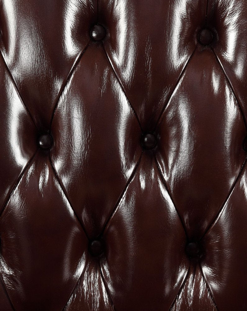 50" Espresso Faux Leather Tufted Wingback Chair And Toss Pillow HomeRoots