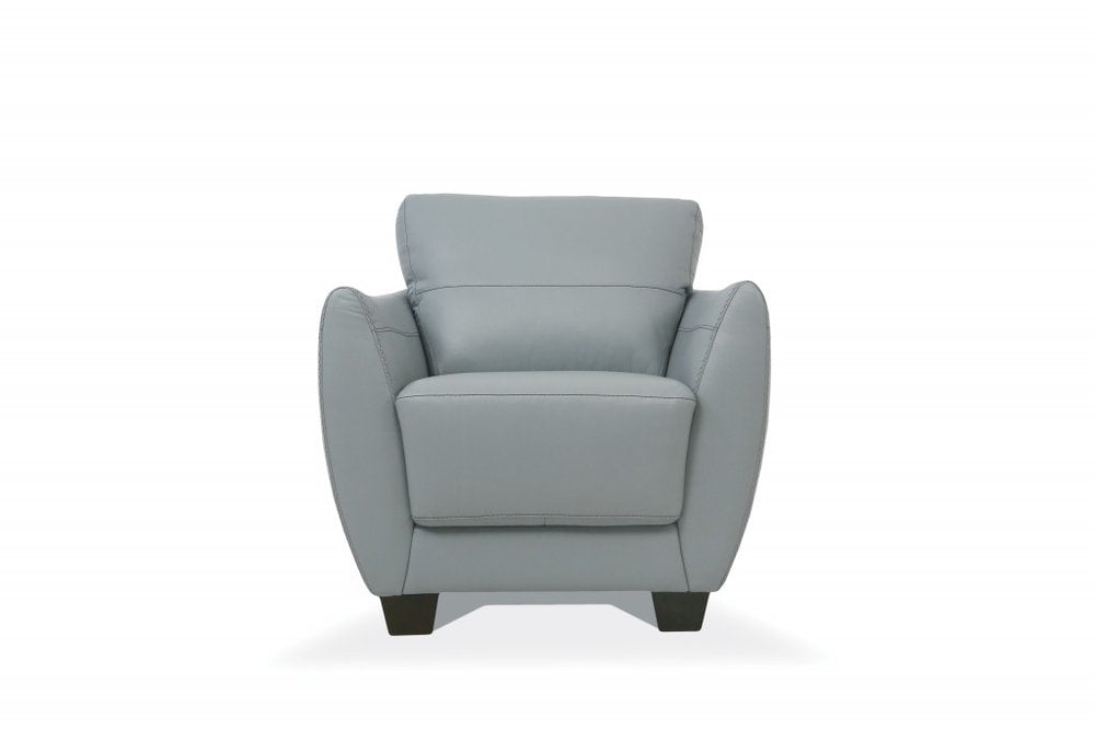 33" Gray and Black Genuine Leather Arm Chair HomeRoots
