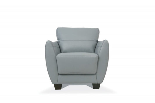 33" Gray and Black Genuine Leather Arm Chair HomeRoots