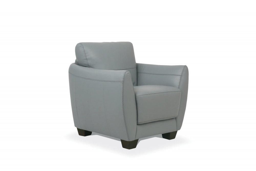 33" Gray and Black Genuine Leather Arm Chair HomeRoots