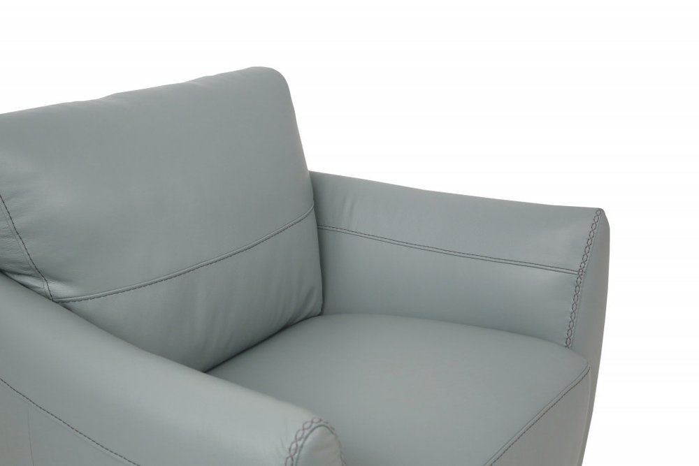 33" Gray and Black Genuine Leather Arm Chair HomeRoots