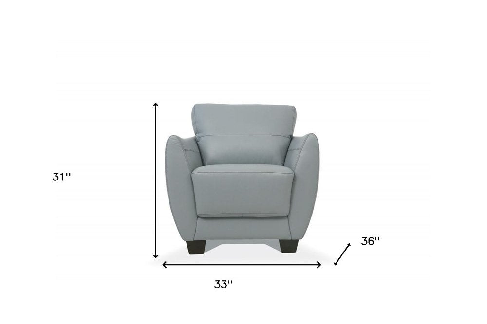 33" Gray and Black Genuine Leather Arm Chair HomeRoots