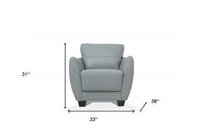 33" Gray and Black Genuine Leather Arm Chair HomeRoots