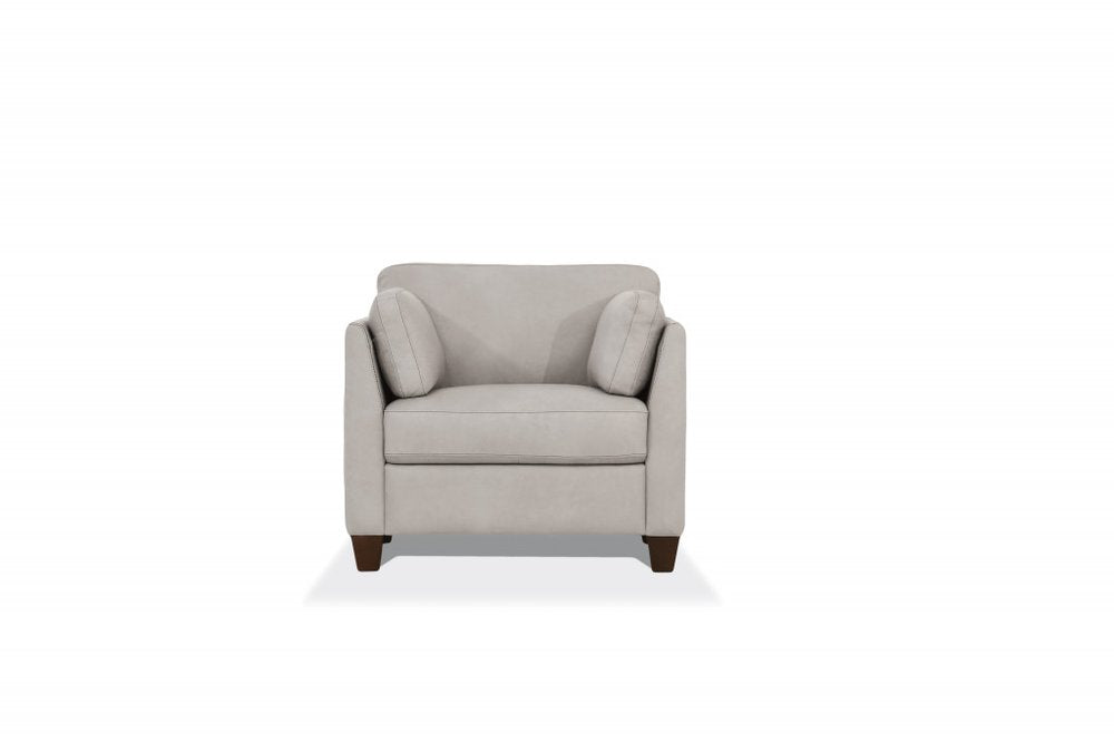36" White and Black Genuine Leather Arm Chair — view 2
