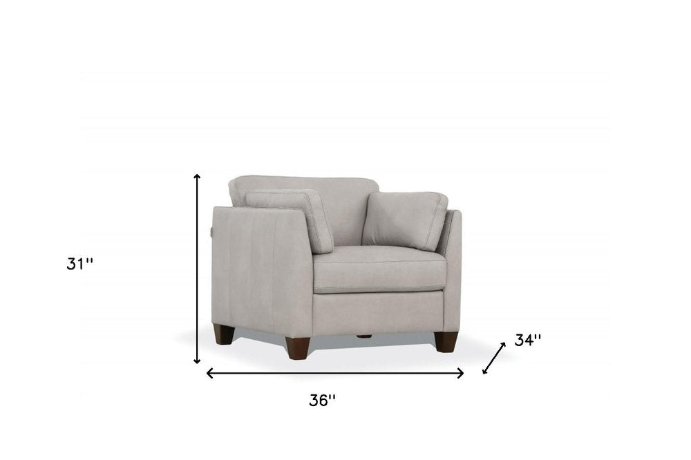 36" White and Black Genuine Leather Arm Chair HomeRoots