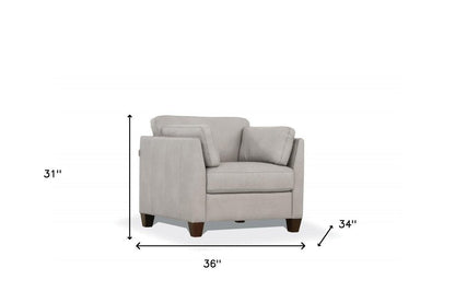 36" White and Black Genuine Leather Arm Chair HomeRoots