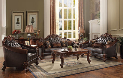 43" Dark Brown Faux Leather Tufted Chesterfield Chair And Toss Pillow HomeRoots