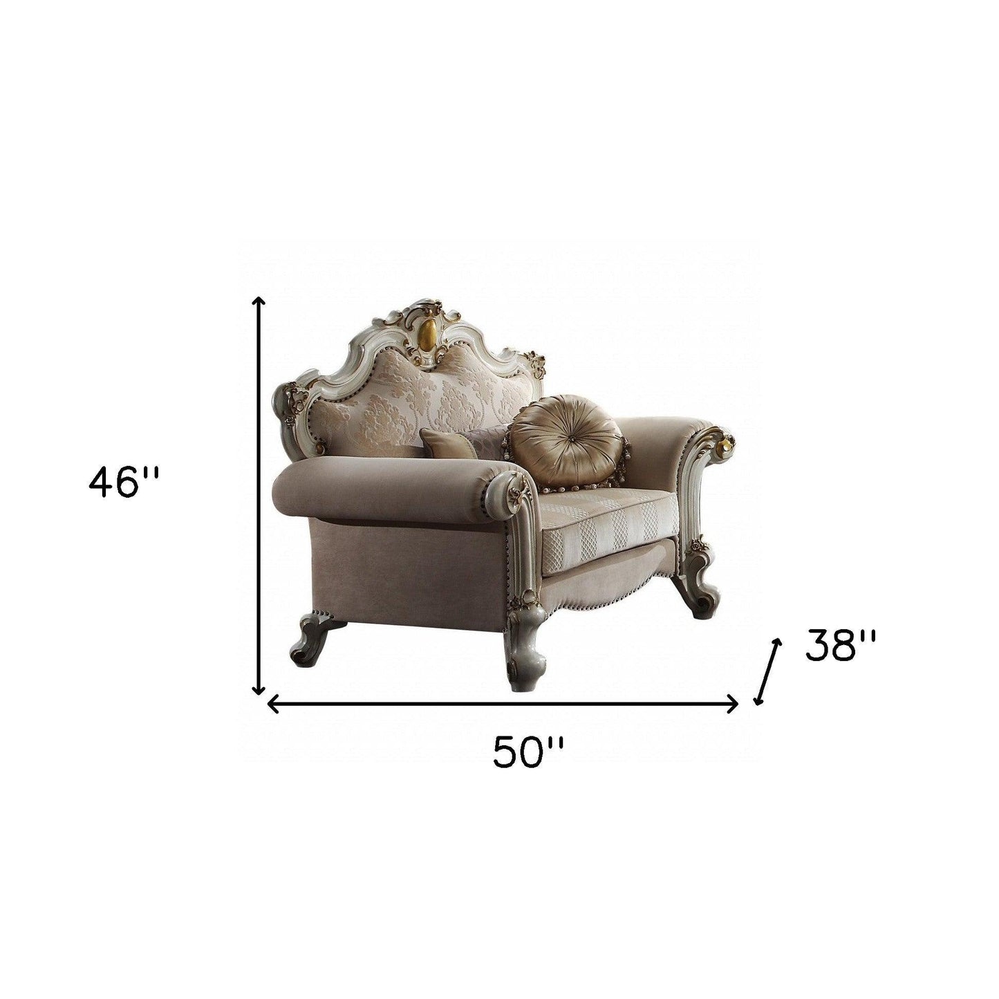 50" Pearl Fabric Damask Arm Chair - FurniFindUSA