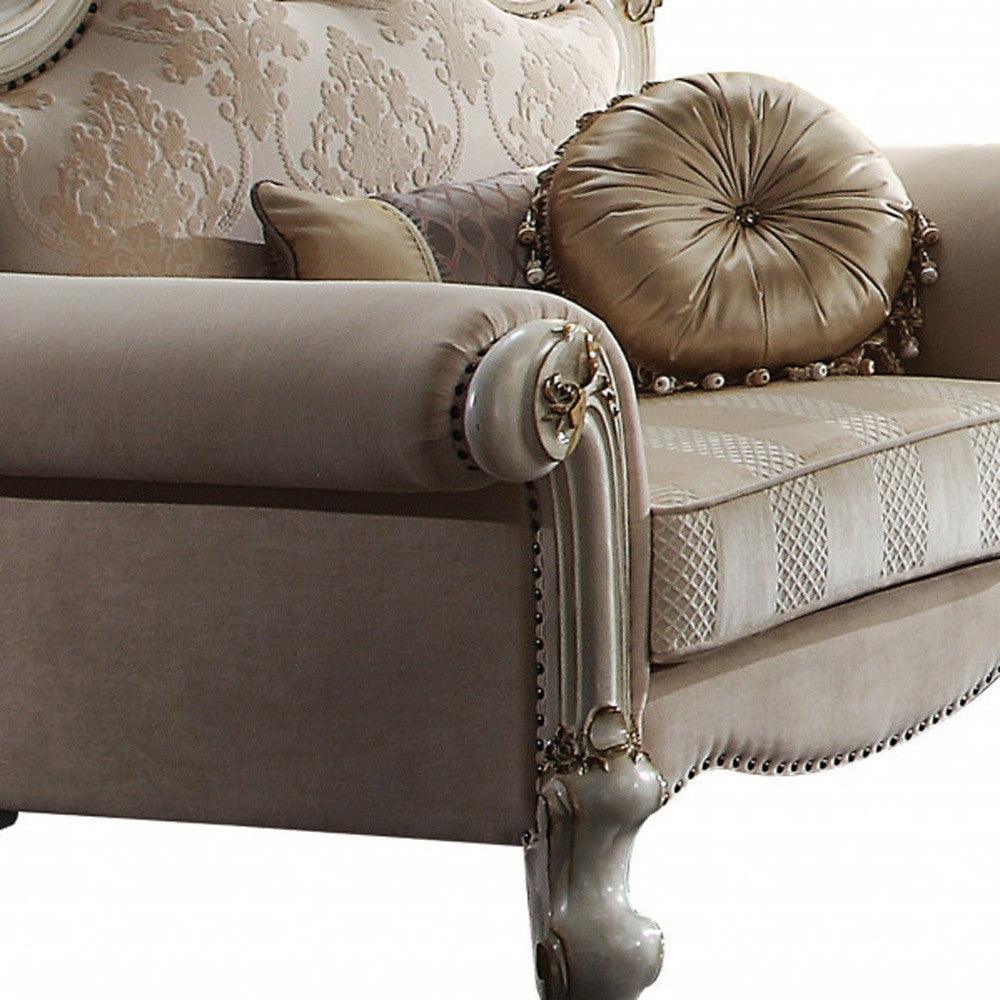 50" Pearl Fabric Damask Arm Chair - FurniFindUSA