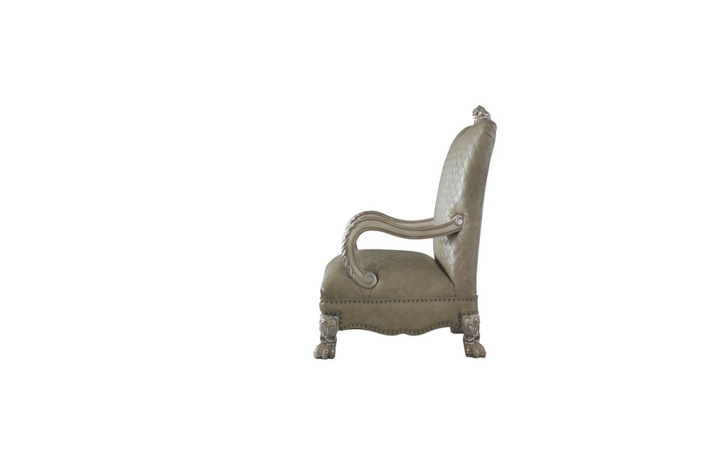34" Bone Faux Leather Arm Chair HomeRoots