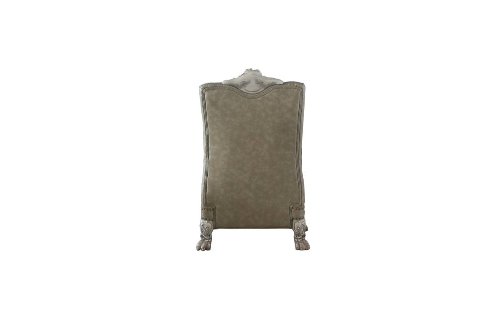 34" Bone Faux Leather Arm Chair HomeRoots