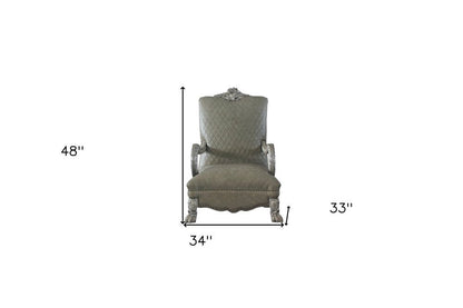 34" Bone Faux Leather Arm Chair HomeRoots