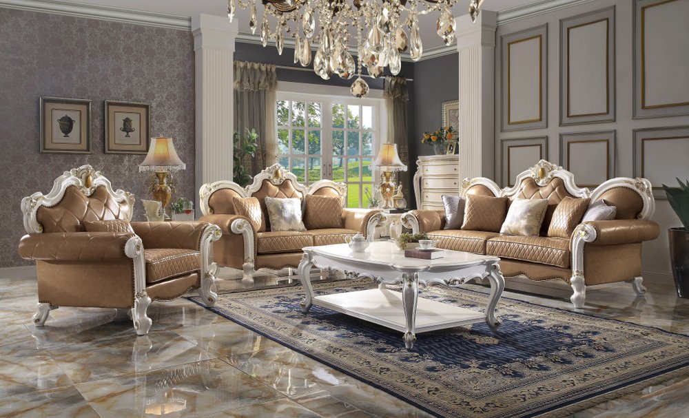 50" Beige and Pearl Faux Leather Tufted Arm Chair And Toss Pillow HomeRoots