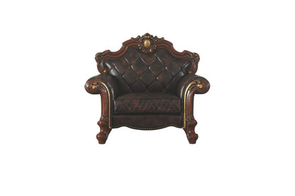 50" Chocolate Faux Leather Tufted Chesterfield Chair And Toss Pillow HomeRoots