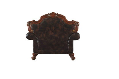 50" Chocolate Faux Leather Tufted Arm Chair - FurniFindUSA