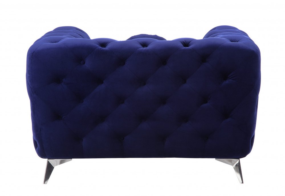 41" Blue and Black Fabric Tufted Arm Chair HomeRoots