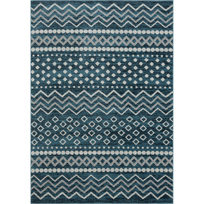 5' X 7' Blue Geometric Washable Area Rug - 60.0" (H) x 84.0" (W) x 0.78" (D)