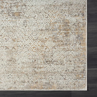 2' X 10' Gray Damask Distressed Runner Rug - 36.0" (L) x 60.0" (W) x 0.43" (H)