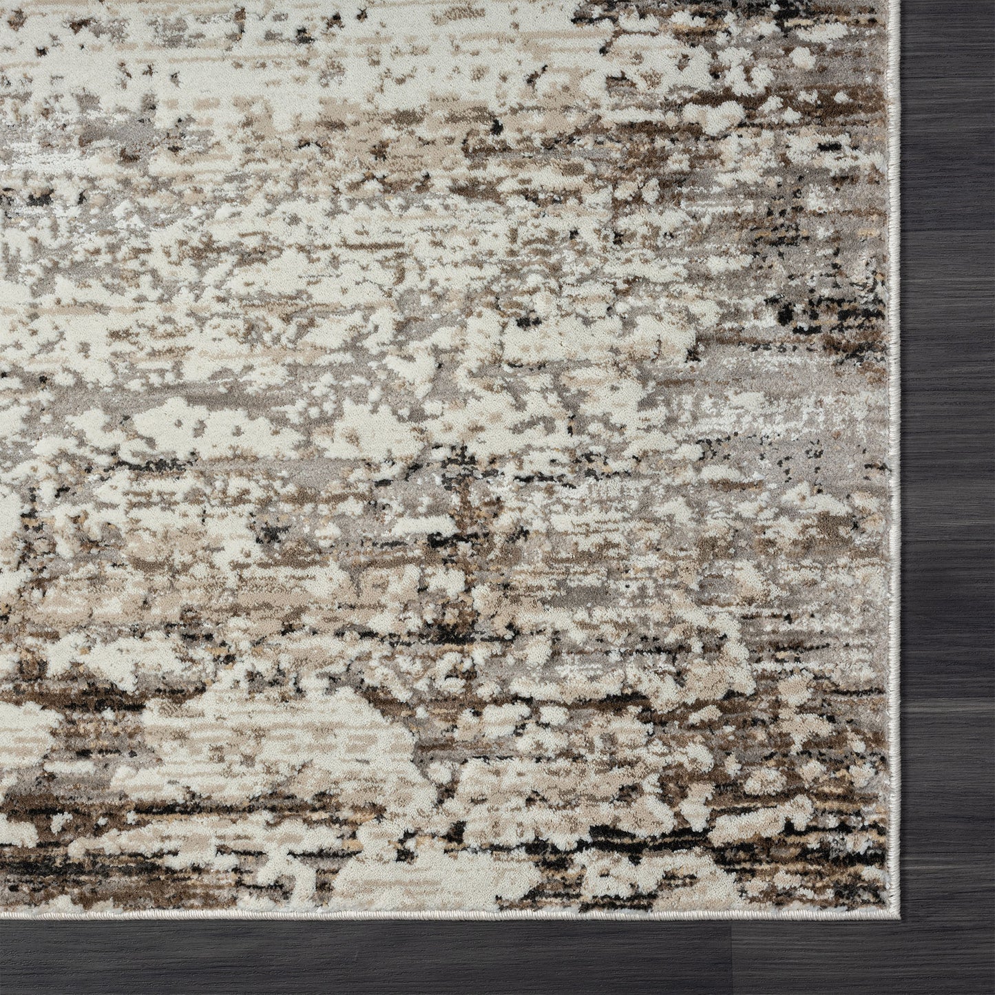 2' X 10' Beige Abstract Distressed Runner Rug - 35.5" (L) x 60.0" (W) x 1.0" (H)