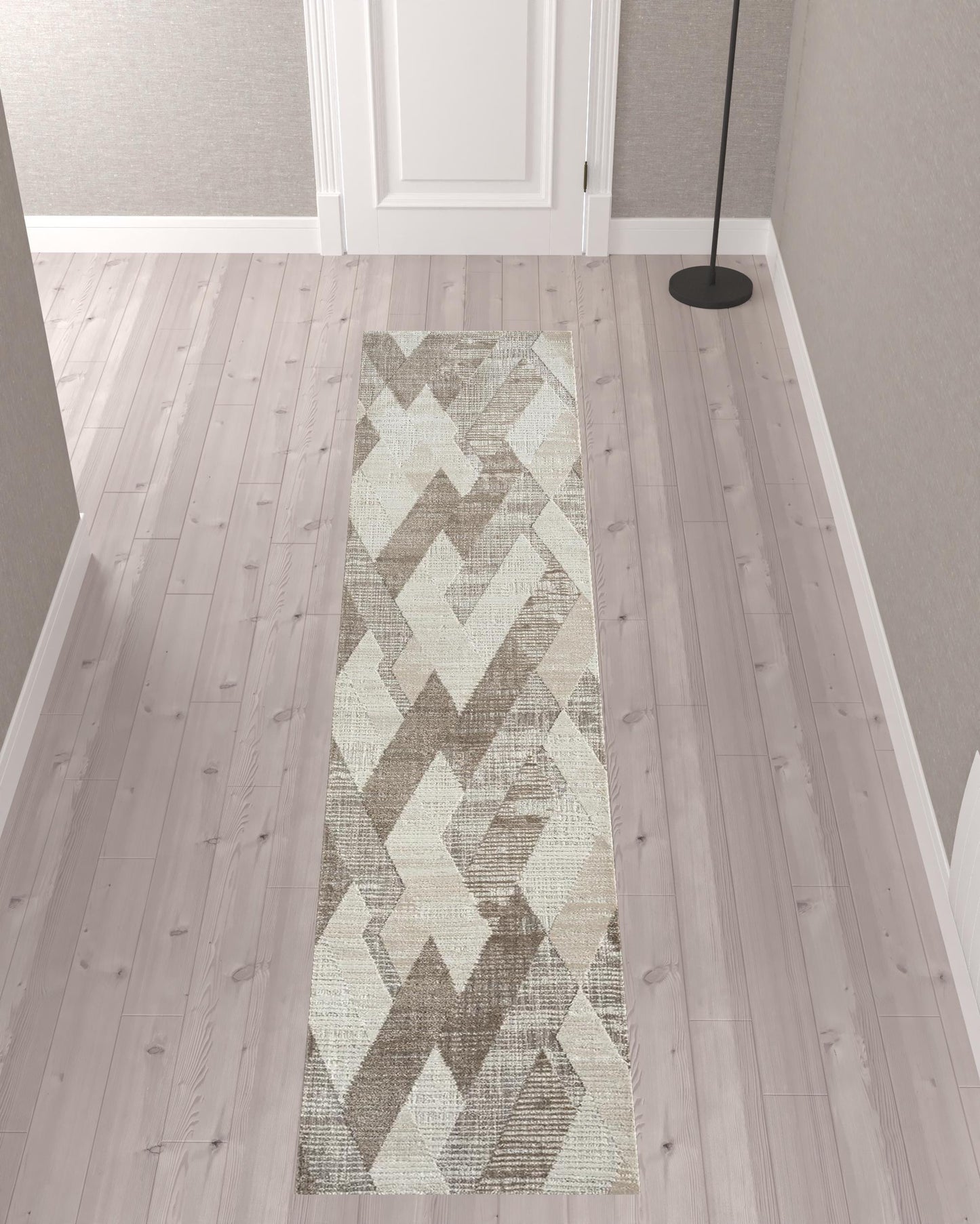 2' X 10' Gray Geometric Runner Rug - 36.0" (L) x 60.0" (W) x 0.43" (H)